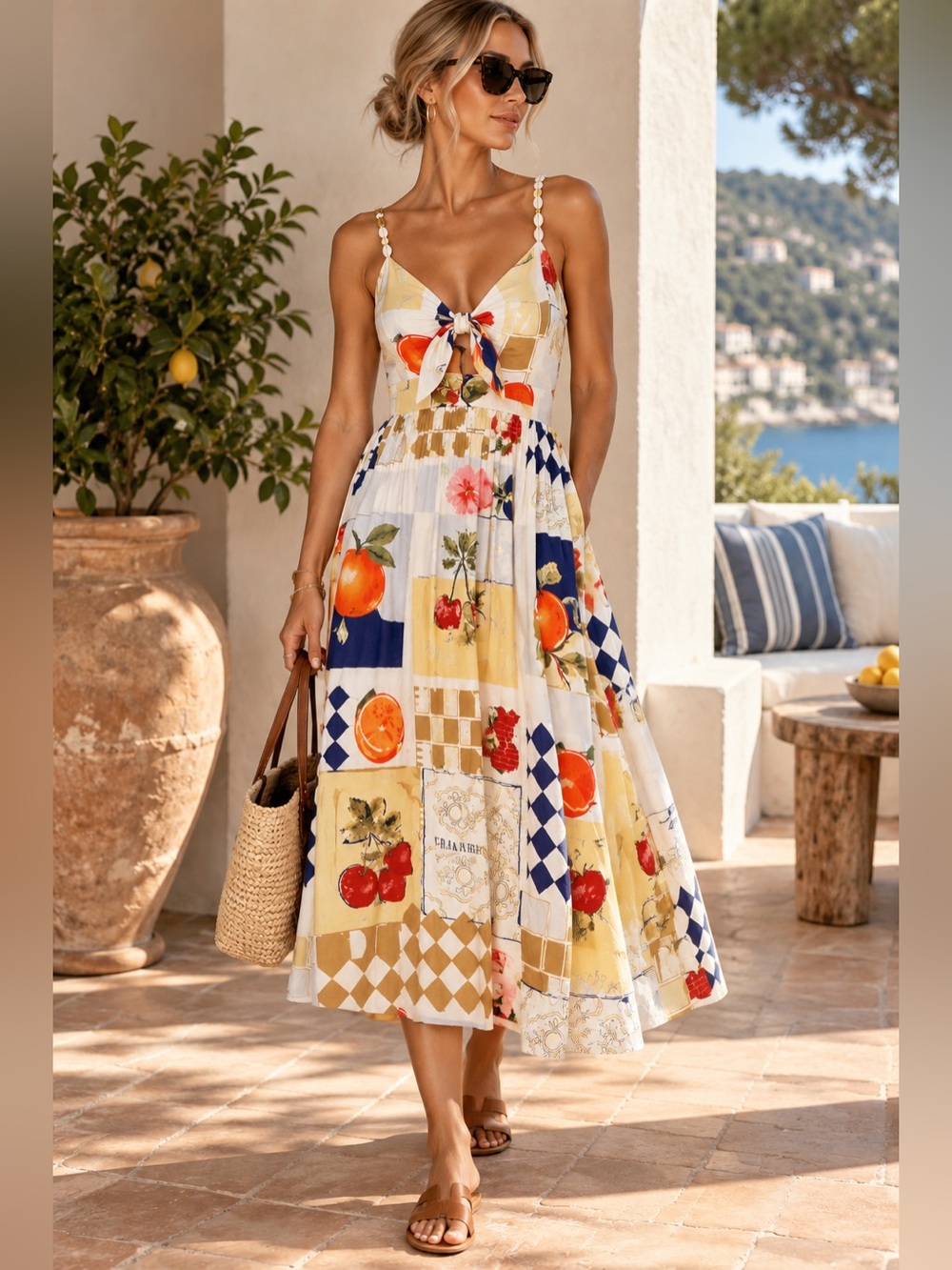 Caroline Constas Champ de Fraises Linen Maxi Dress L NWT